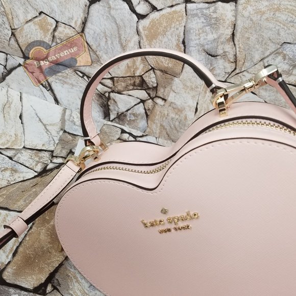 Heart  Love Shack Purse Chalk Pink Crossbody Kate Spade #bagsavenue #authentic - Picture 9 of 12